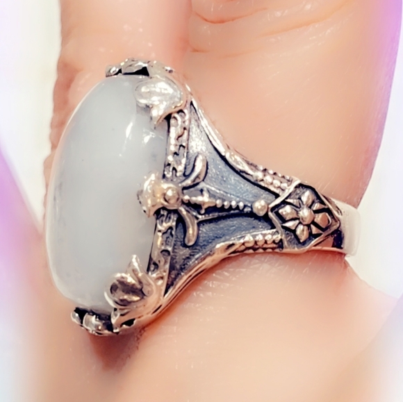 Club Gemstone Jewelry - Custom Made Rainbow Moonstone Sterling Gemstone Ring